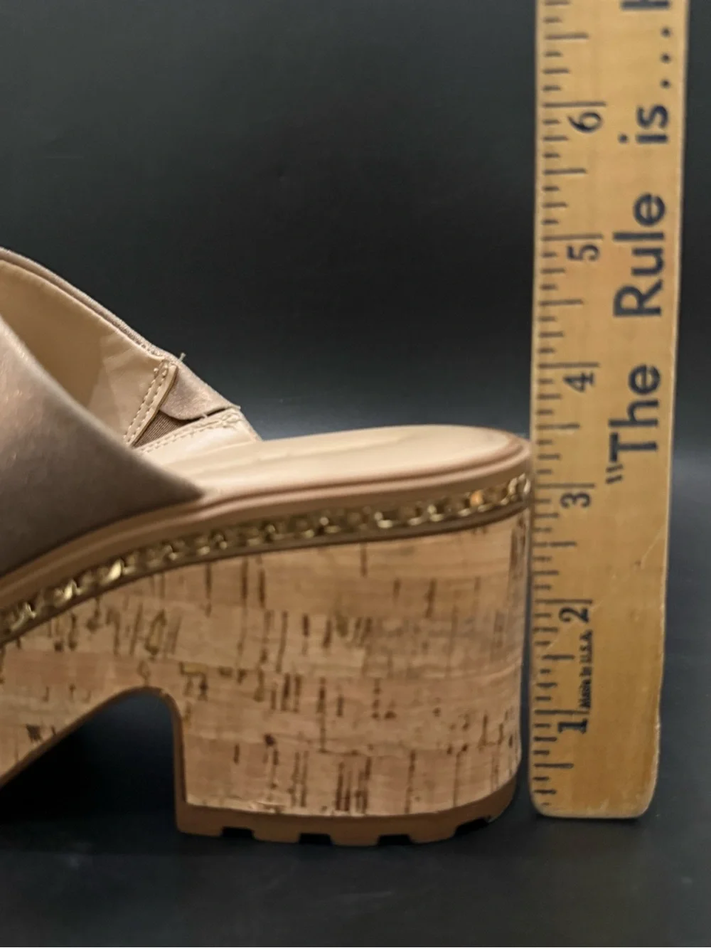 KARL LAGERFELD Clarina Metallic Gold Leather Cork Platform Sandals US Size 8M